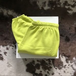 Neon green sweatpants